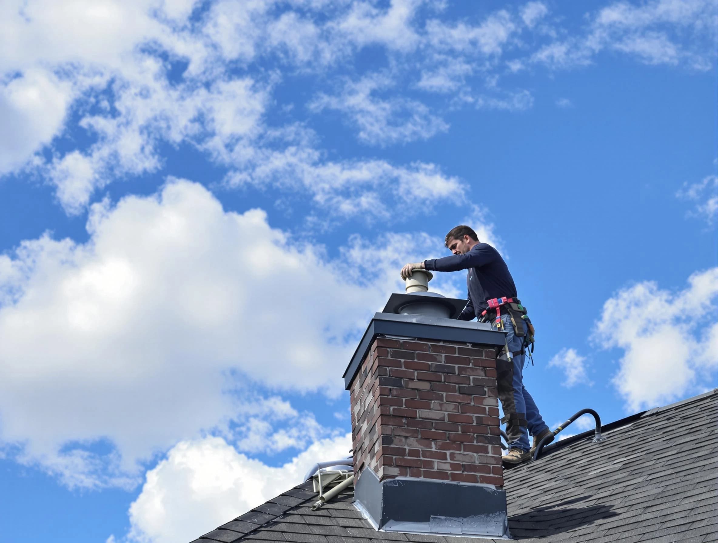 Lithia Springs Chimney Sweep installing a sturdy chimney cap in Lithia Springs, GA