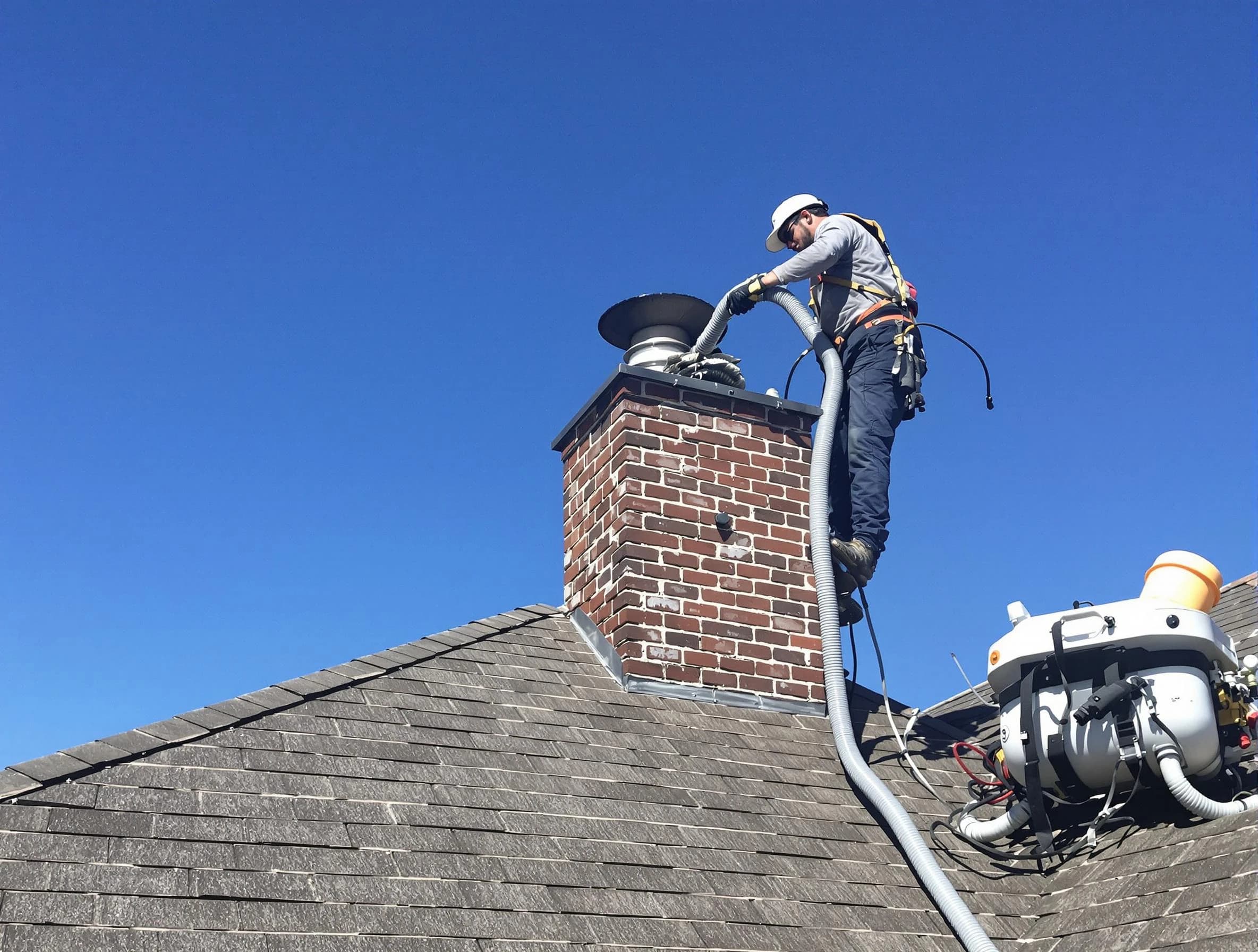 Dedicated Lithia Springs Chimney Sweep team member cleaning a chimney in Lithia Springs, GA