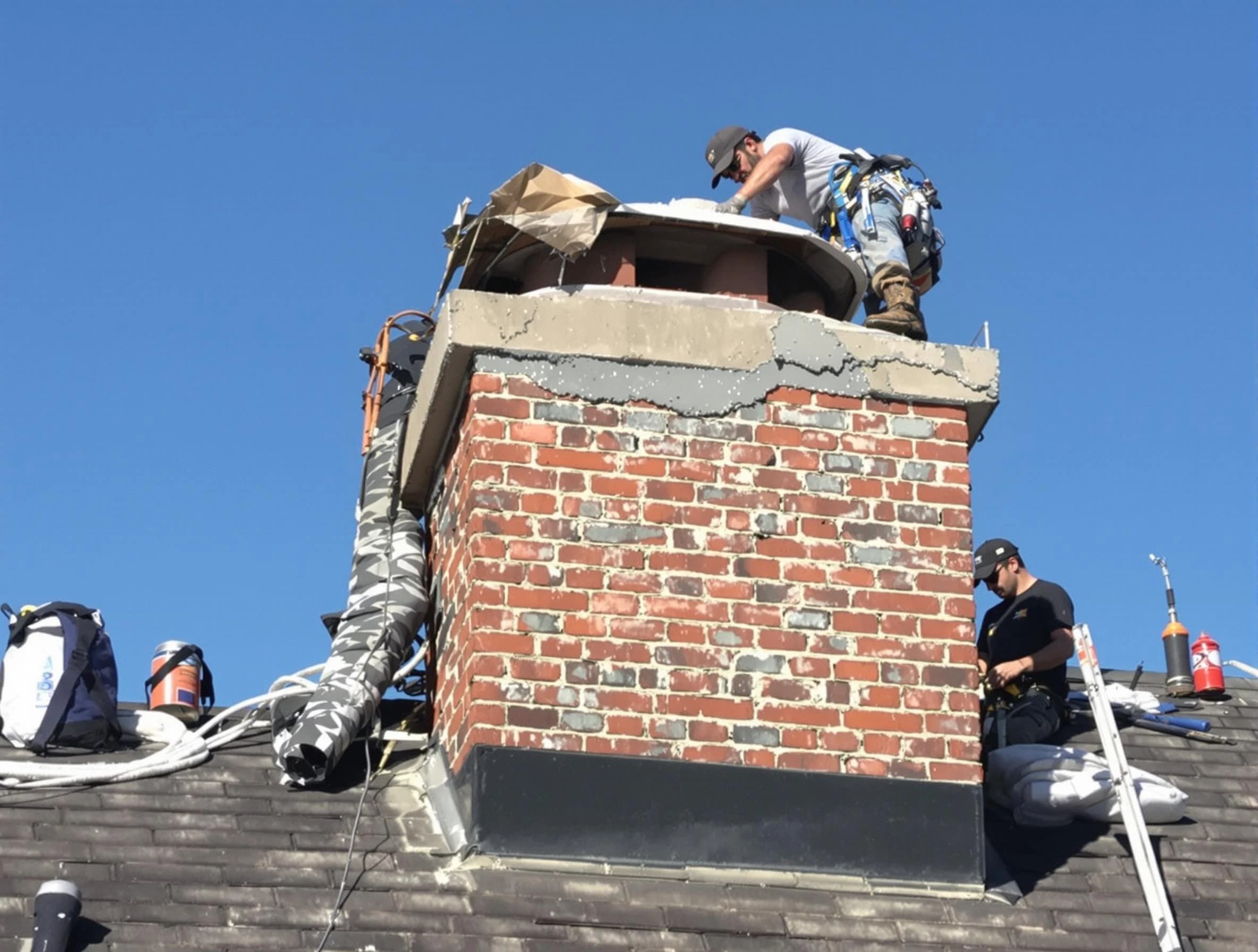 Lithia Springs Chimney Sweep installing a custom chimney crown in Lithia Springs, GA