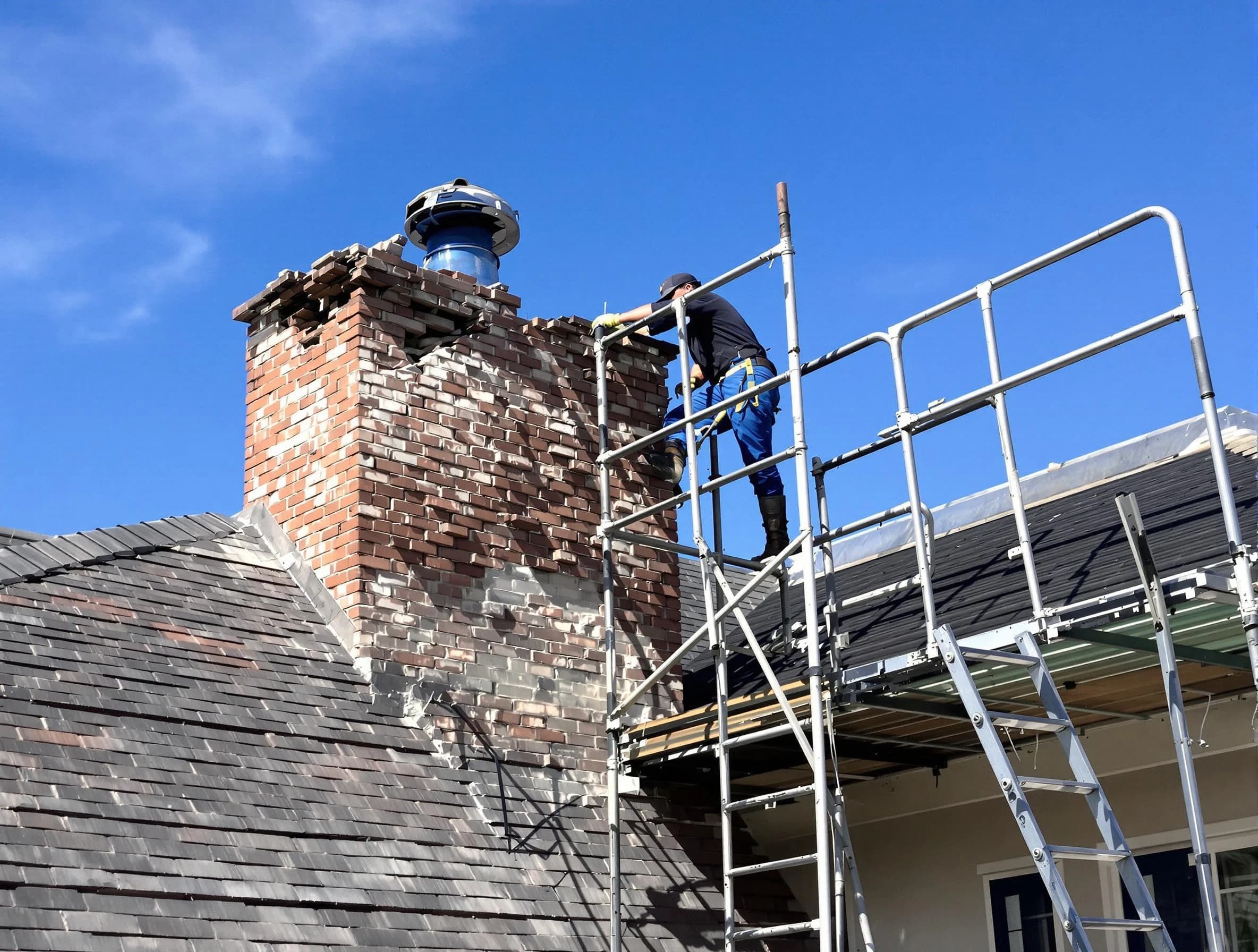 Rebuilding a chimney structure by Lithia Springs Chimney Sweep in Lithia Springs, GA