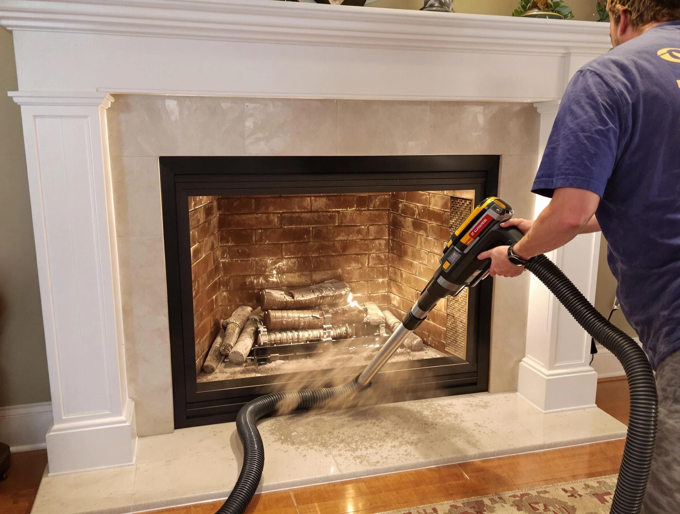 Fireplace cleaning performed by Lithia Springs Chimney Sweep in Lithia Springs, GA