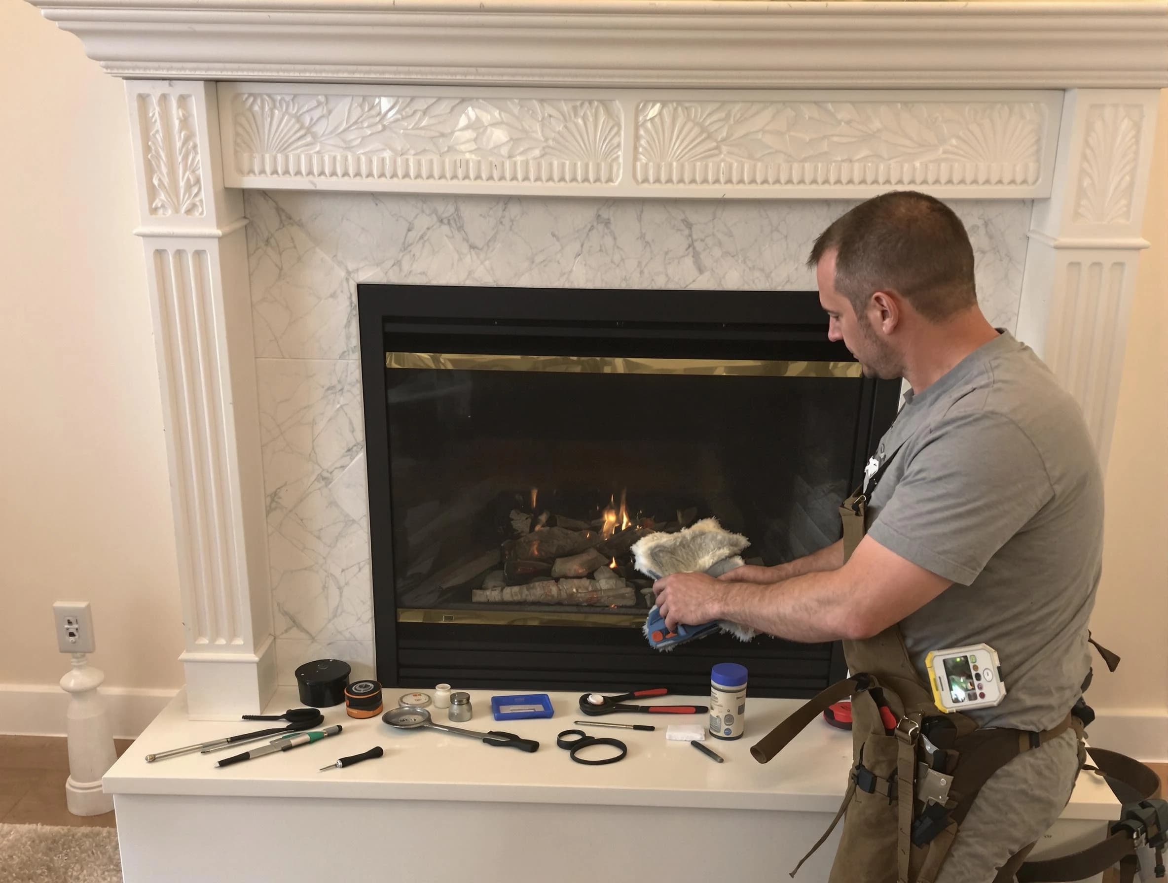 Lithia Springs Chimney Sweep performing fireplace maintenance in Lithia Springs, GA