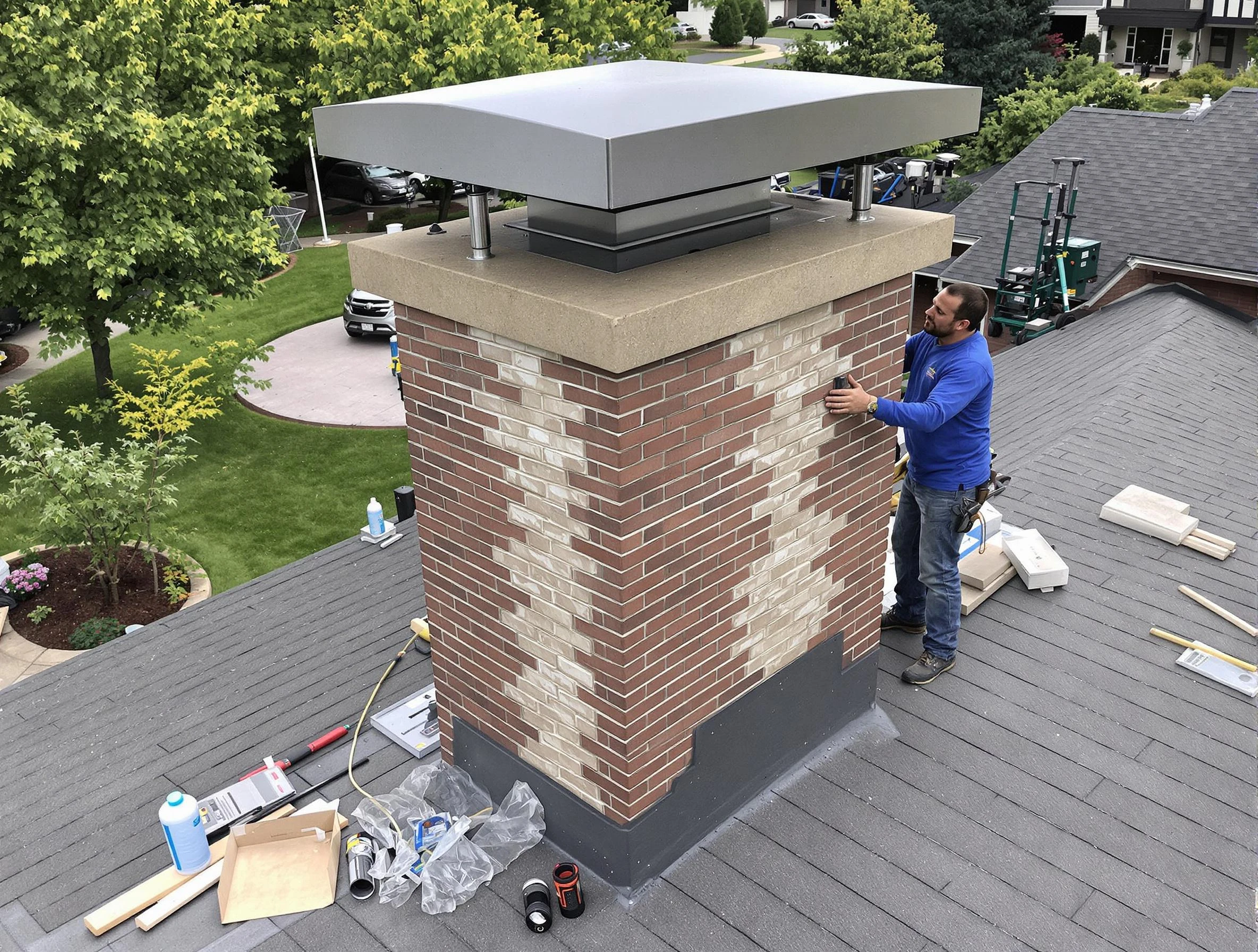Lithia Springs Chimney Sweep team working on a custom chimney remodel in Lithia Springs, GA