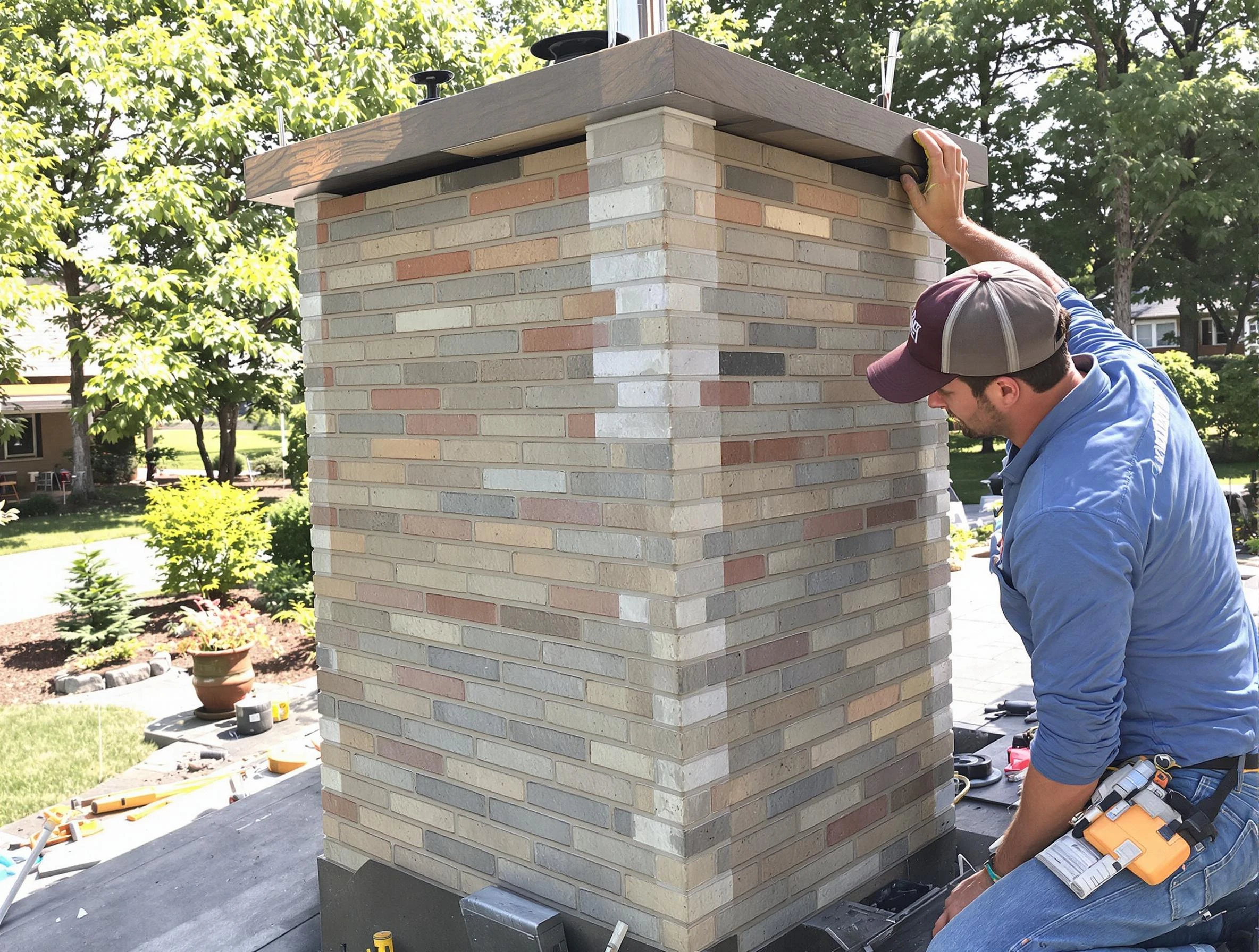 Lithia Springs Chimney Sweep completing a modern chimney remodel in Lithia Springs, GA