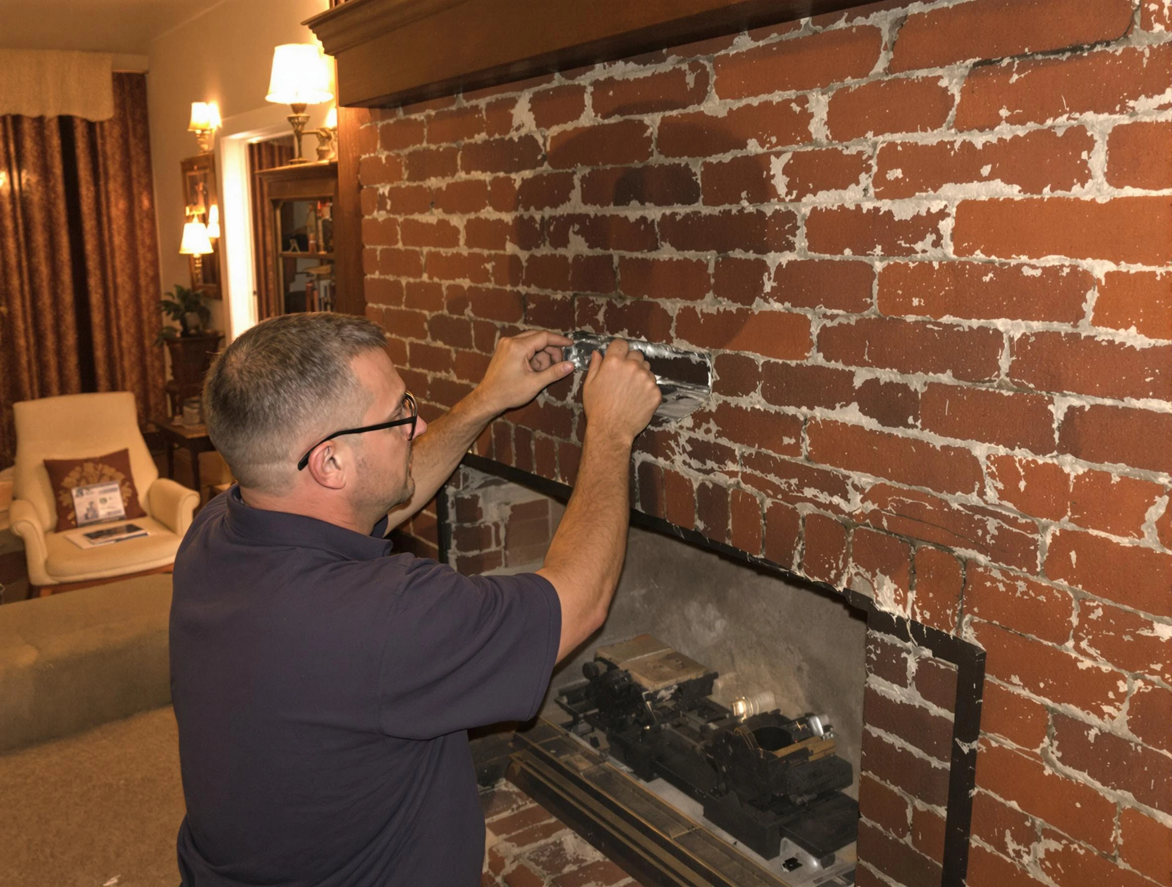 Lithia Springs Chimney Sweep expert fixing a fireplace in Lithia Springs, GA